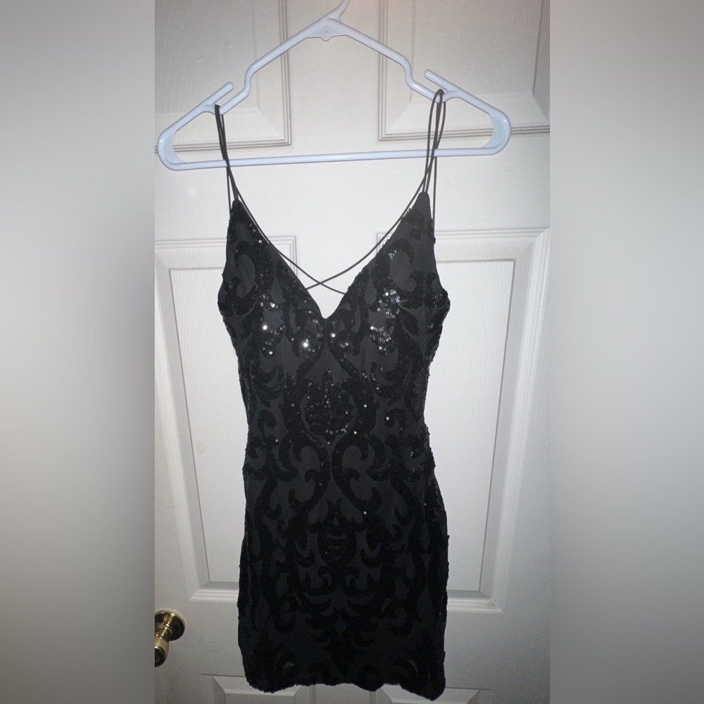 Sequin Strappy Back Mini Party Dress